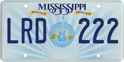 MS license plate LRD222