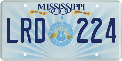 MS license plate LRD224