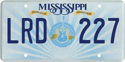 MS license plate LRD227