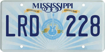 MS license plate LRD228