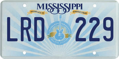 MS license plate LRD229