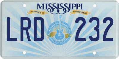MS license plate LRD232