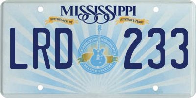 MS license plate LRD233