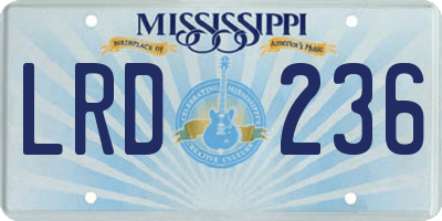 MS license plate LRD236