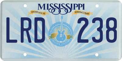 MS license plate LRD238