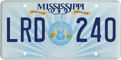 MS license plate LRD240