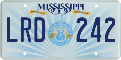 MS license plate LRD242