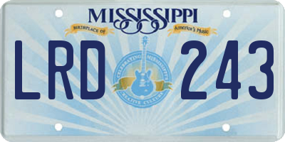MS license plate LRD243