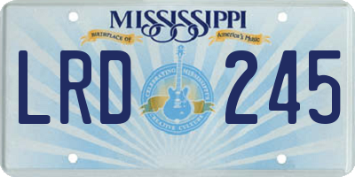 MS license plate LRD245