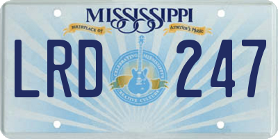 MS license plate LRD247