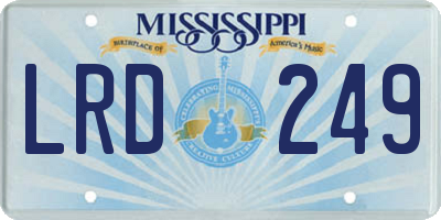 MS license plate LRD249