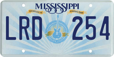 MS license plate LRD254