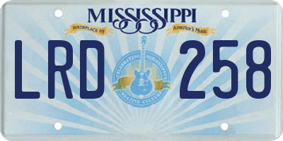 MS license plate LRD258
