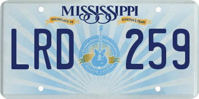 MS license plate LRD259