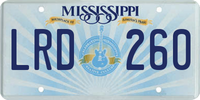 MS license plate LRD260