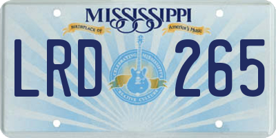 MS license plate LRD265