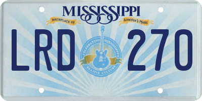 MS license plate LRD270