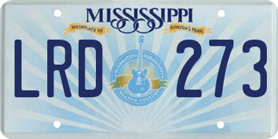 MS license plate LRD273