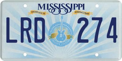 MS license plate LRD274