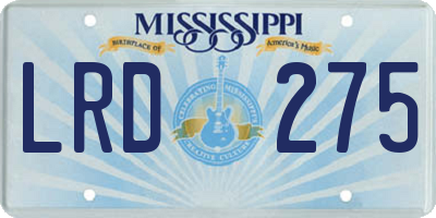 MS license plate LRD275