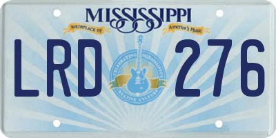 MS license plate LRD276