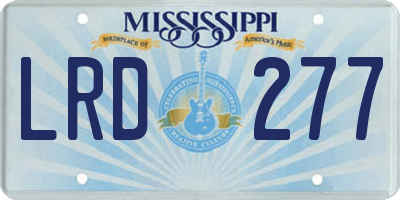 MS license plate LRD277