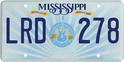 MS license plate LRD278