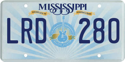 MS license plate LRD280