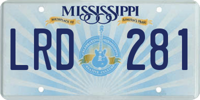 MS license plate LRD281