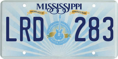 MS license plate LRD283