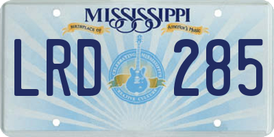 MS license plate LRD285