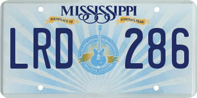 MS license plate LRD286