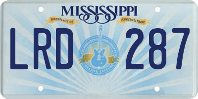 MS license plate LRD287