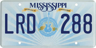 MS license plate LRD288
