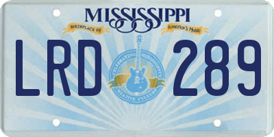 MS license plate LRD289