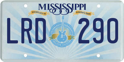 MS license plate LRD290