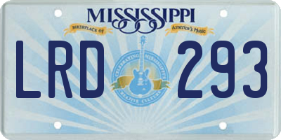 MS license plate LRD293
