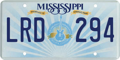 MS license plate LRD294