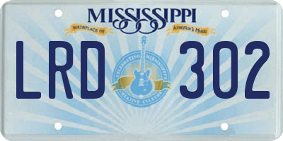MS license plate LRD302