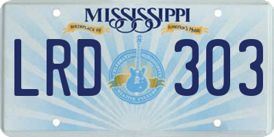 MS license plate LRD303