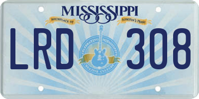 MS license plate LRD308