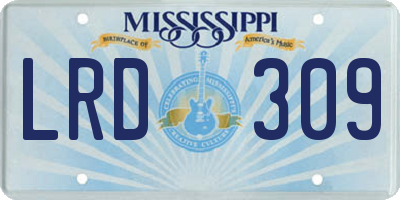 MS license plate LRD309