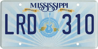 MS license plate LRD310