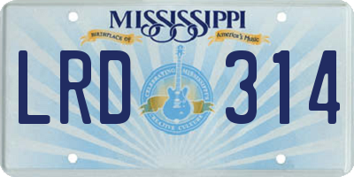 MS license plate LRD314