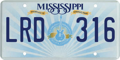 MS license plate LRD316