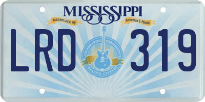 MS license plate LRD319