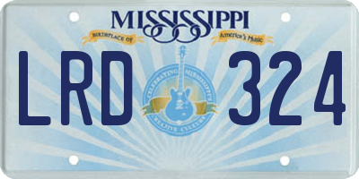 MS license plate LRD324