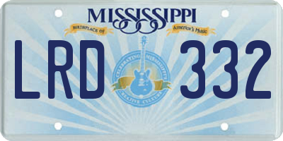 MS license plate LRD332