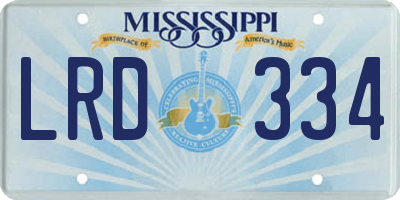 MS license plate LRD334