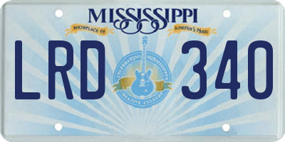 MS license plate LRD340